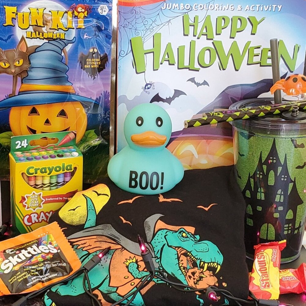 🎃Halloween Gift Bag for Boys Dinosaur Tee Size 5/6 Other Goodies Trick or Treat